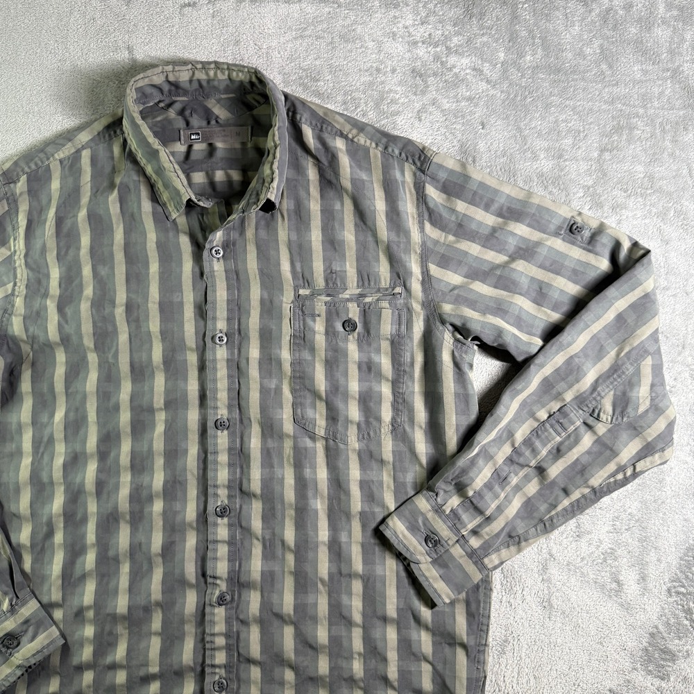 REI Co-op Mens Medium Gray Striped Long Sleeve Button Down Shirt